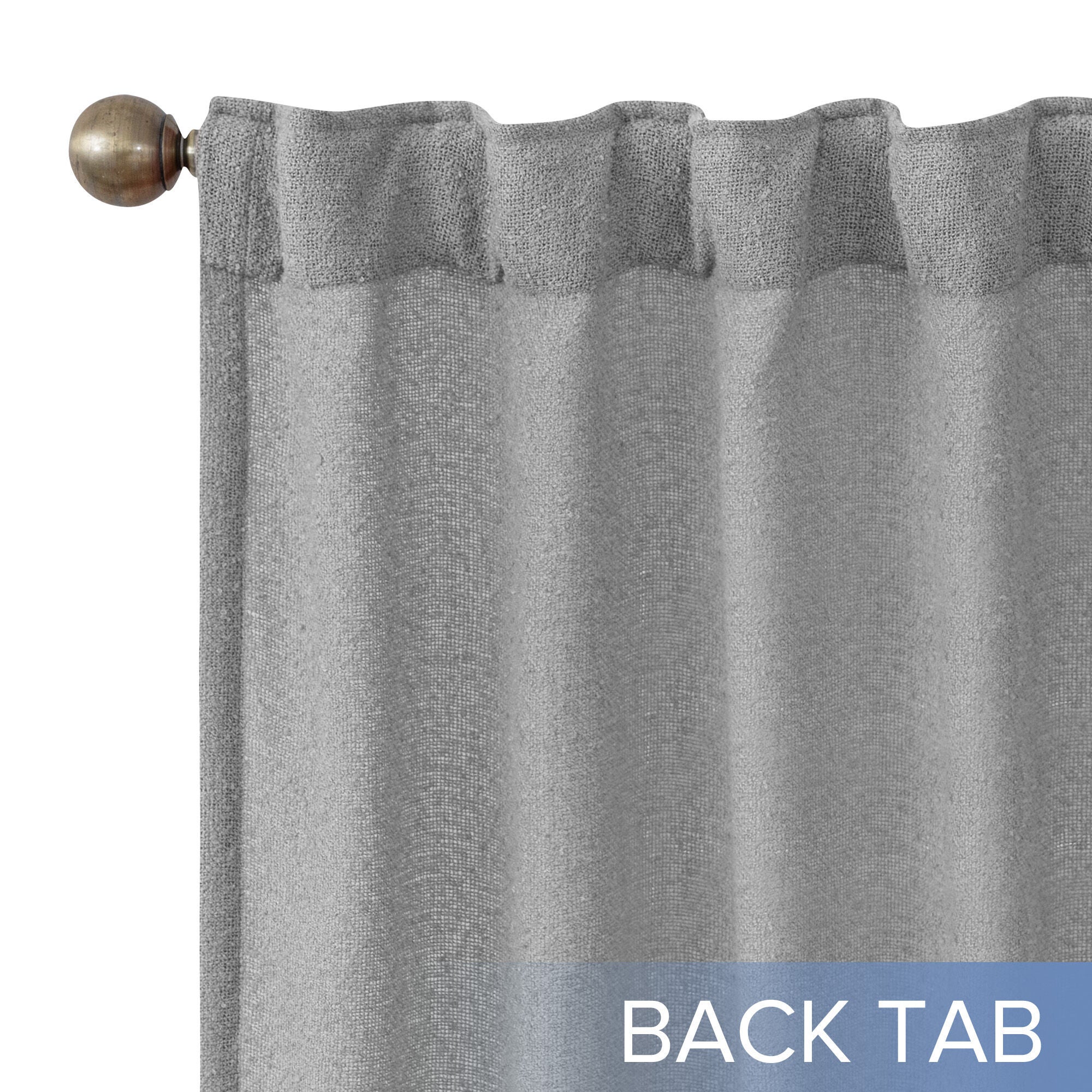 Boucle Sheer Back Tab Single Panel, GREY, alternate image number 2