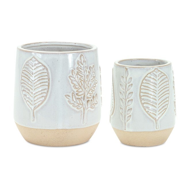 Container (Set of 2) 4.75 inchesD x 4.25 inchesH, 5.5 inchesD x 5 inchesH Porcelain, BEIGE/GREY, alternate image number 1