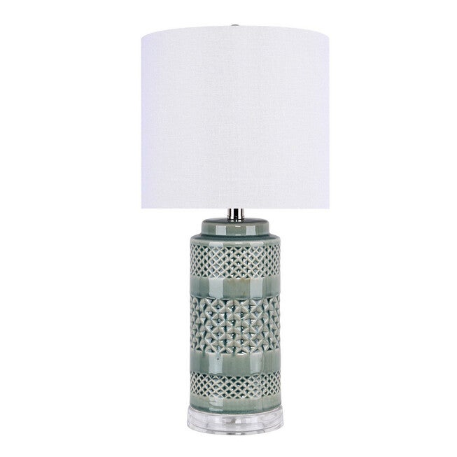 Casa 21 inches Ceramic Table Lamp - Set Of 2, SAGE GREEN NICKEL WHITE, hi-res image number null