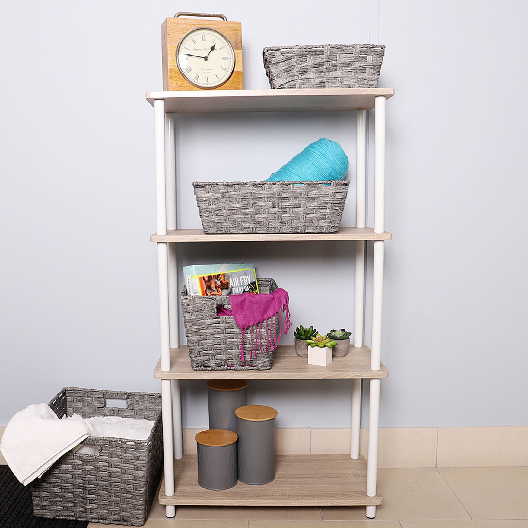 Home Basics Pine Wood 4 Tier Rectangular Corner Shelf, , alternate image number 6