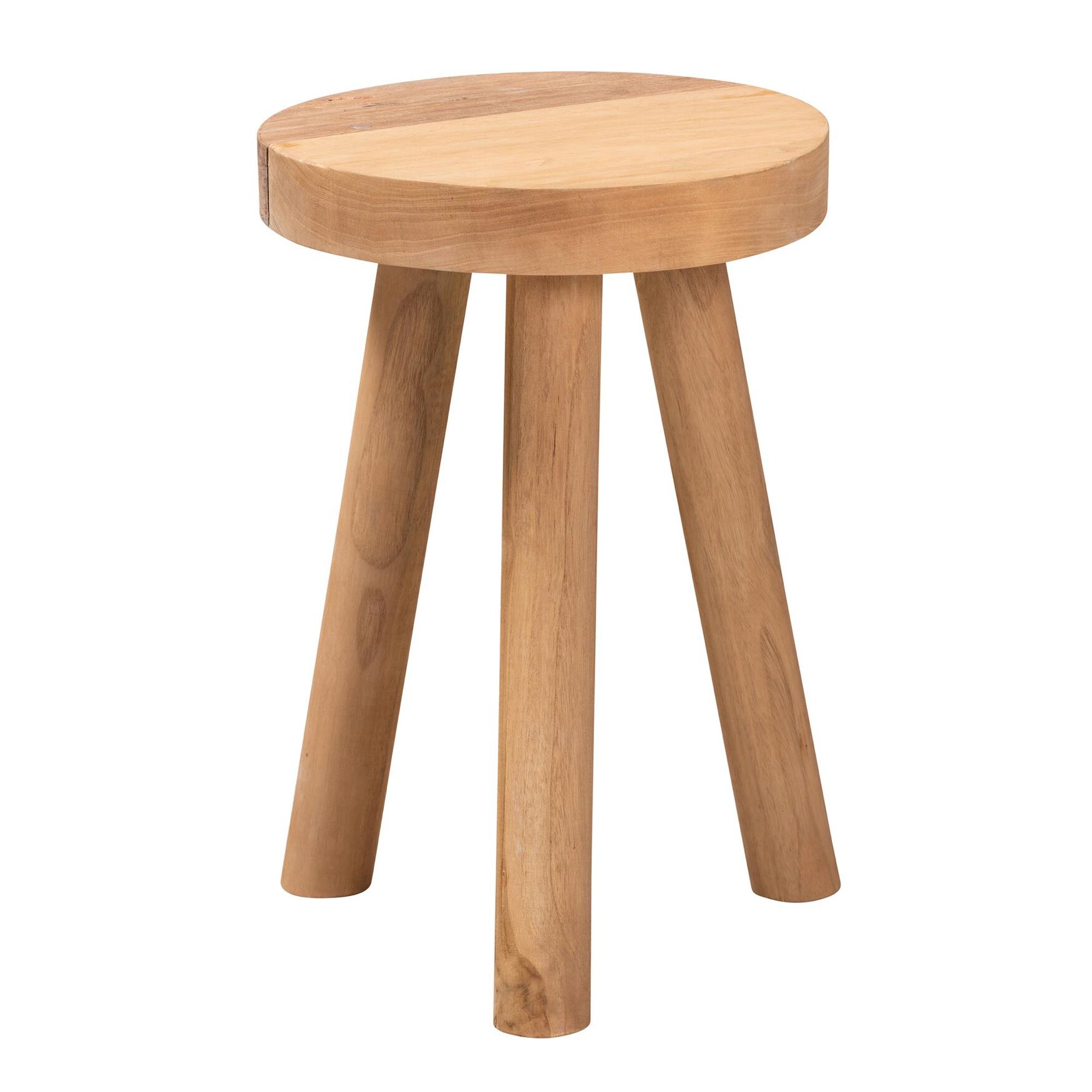 Terah Mid-Century Modern Natural Brown Teak Wood Ottoman Footstool, NATURAL BROWN, hi-res image number 0