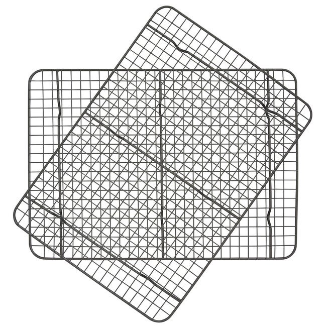 Set 2 17 X 12 Inch Non Stick Metal Cooling Rack, ASH GREY, hi-res image number null