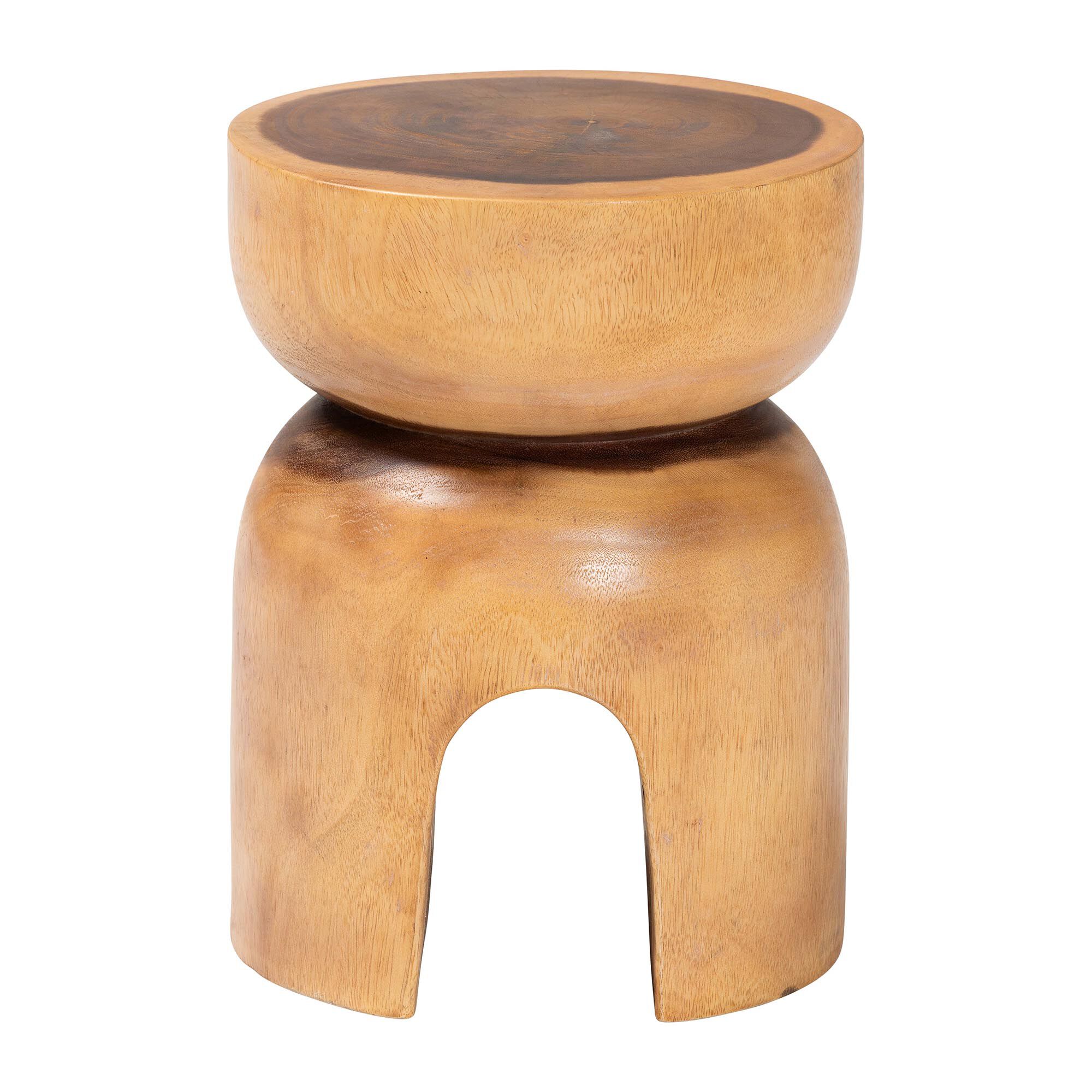 Abrina Solid Suar Wood Side Table, BROWN, alternate image number 2