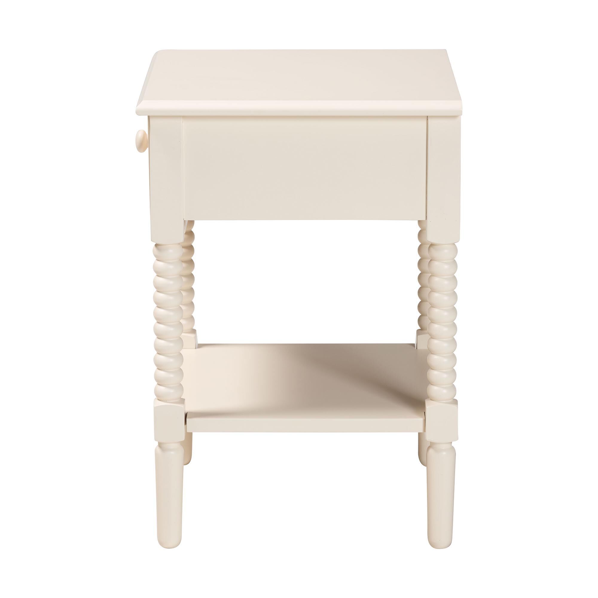 Baxton Studio Braith Farmhouse Black Spindle Wood 1-Drawer Nightstand, IVORY, alternate image number 4