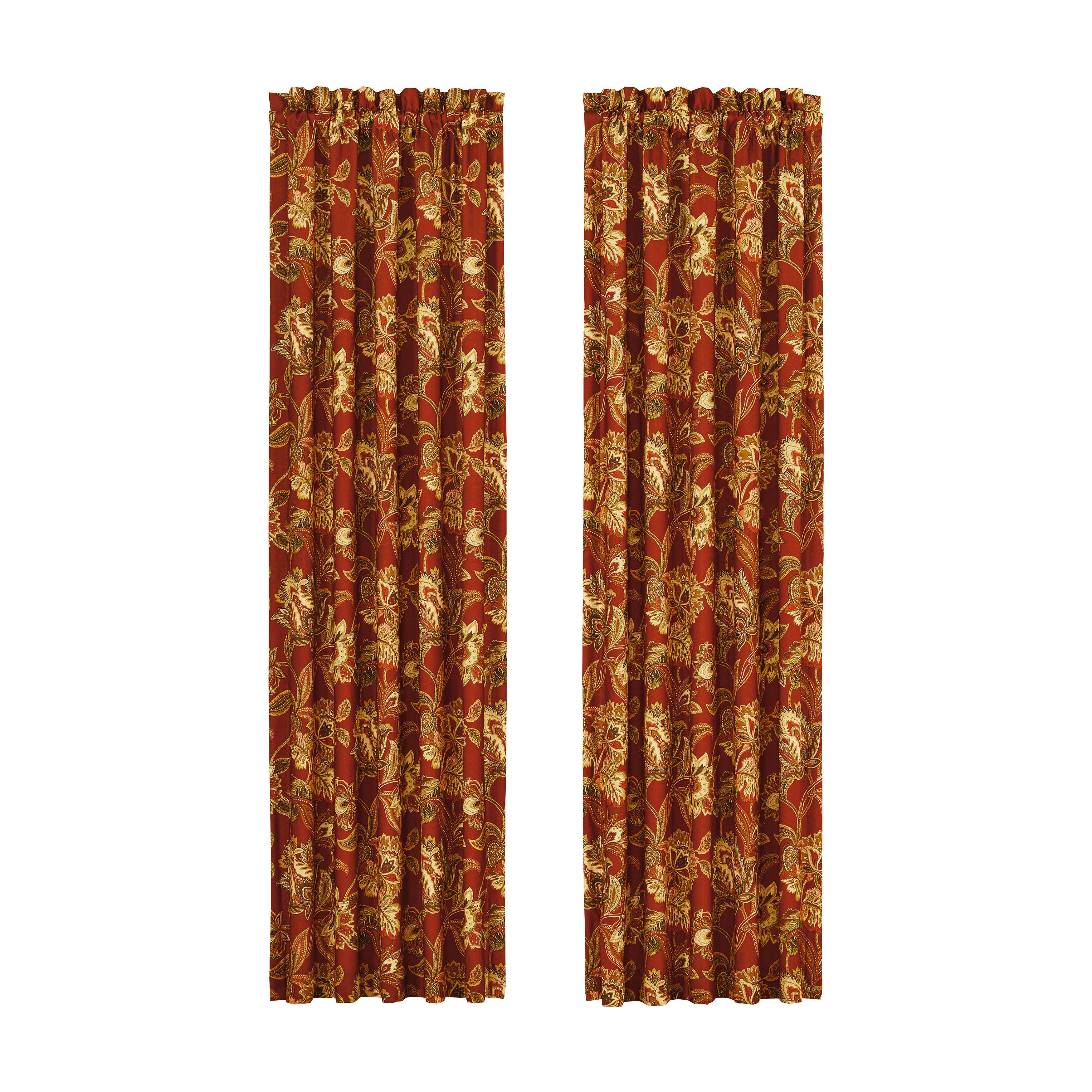 Montecito Red 84 Inch Window Panel Pair, RED, alternate image number 1