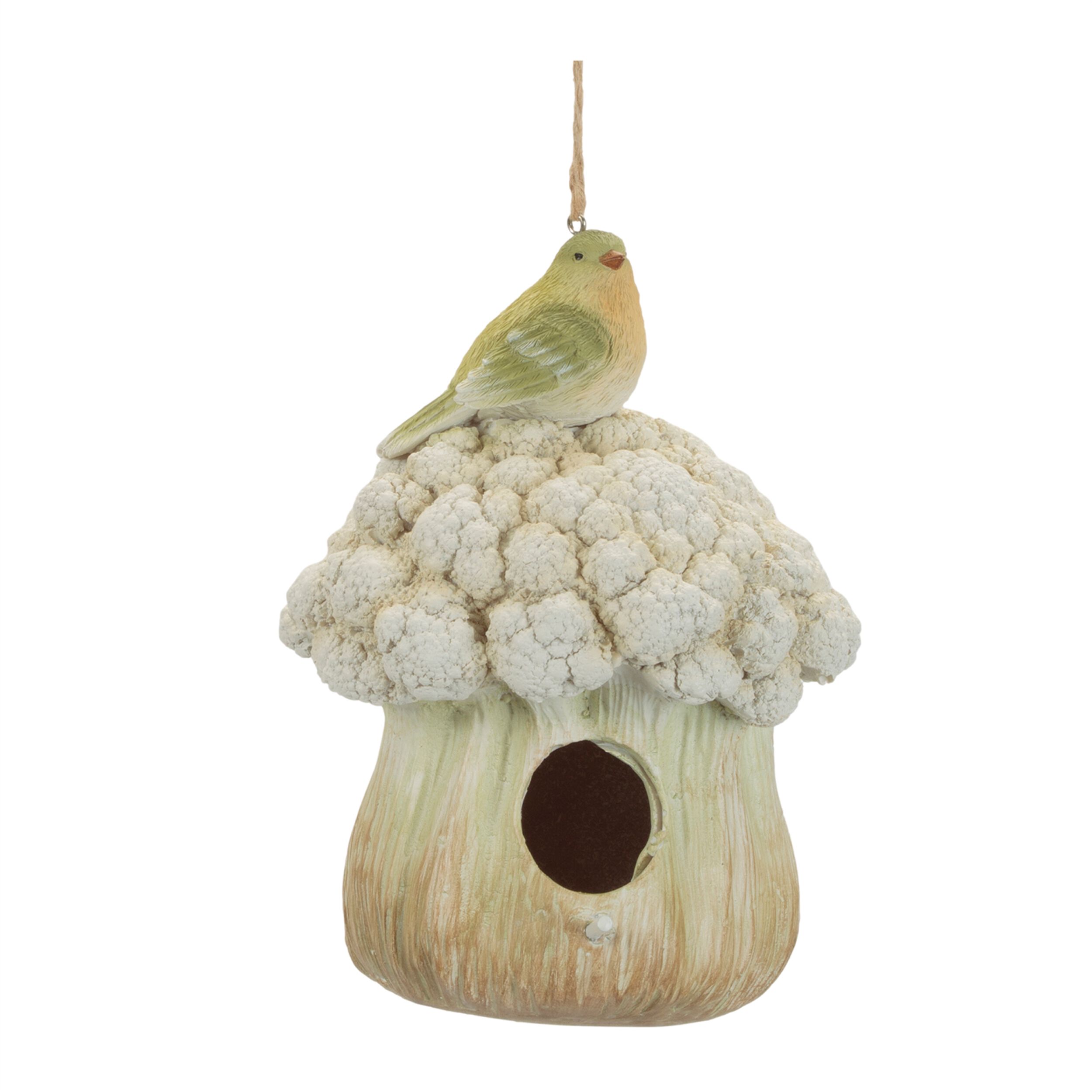 Cauliflower Birdhouse and Hanging Birdbath Set of 2, GREEN, alternate image number 2
