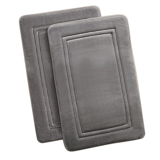 Heiq Antimicrobial Memory Foam Set Of 2 17X24 Bath Rug In Blue, GREY, hi-res image number null