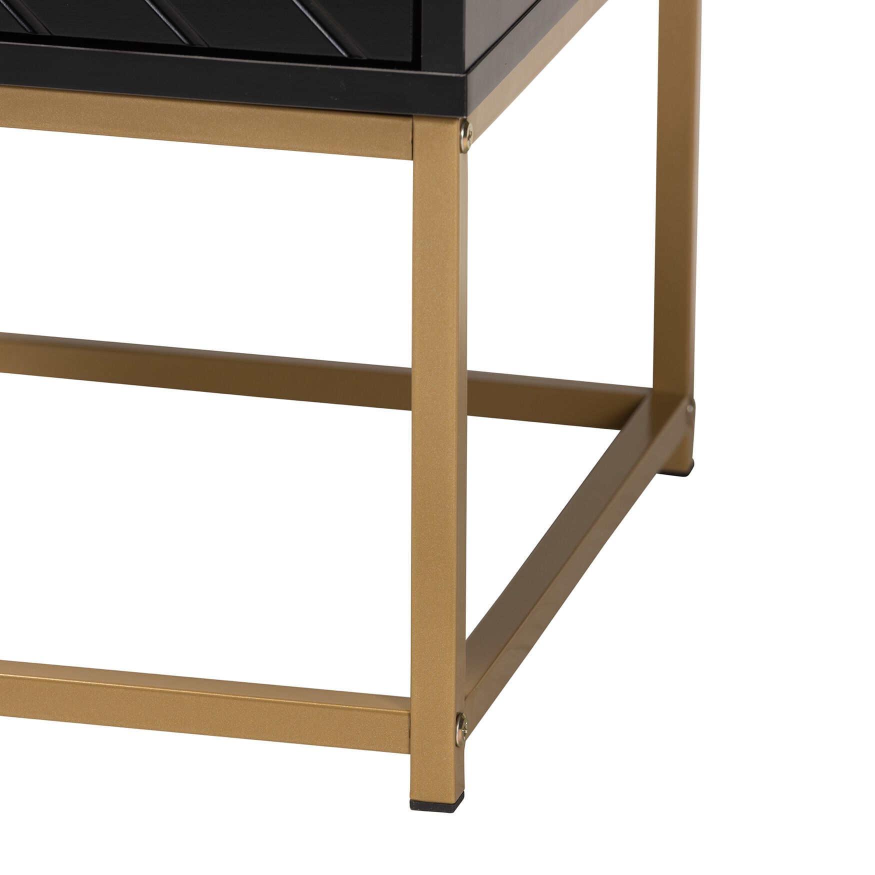Inaya Contemporary Glam And Luxe Black Finished Wood And Gold Metal 2-Drawer End Table, , alternate image number 5