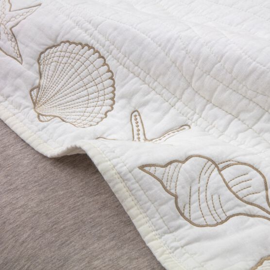 Coastal Seashell Ivory Bed Skirt 18-inch, , alternate image number null