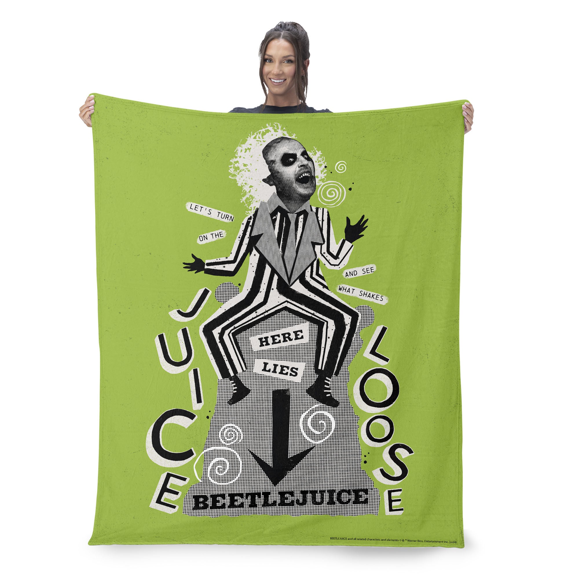 Warner Bros. Beetlejuice Juice Is Loose Silk Touch Throw Blanket 40X50 Inches, GREEN, on-hover image number 1