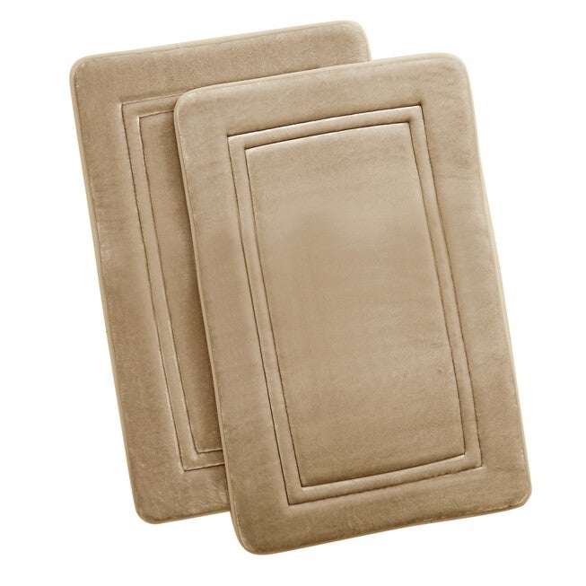 Heiq Antimicrobial Memory Foam Set Of 2 17X24 Bath Rug In Blue, KHAKI, hi-res image number null