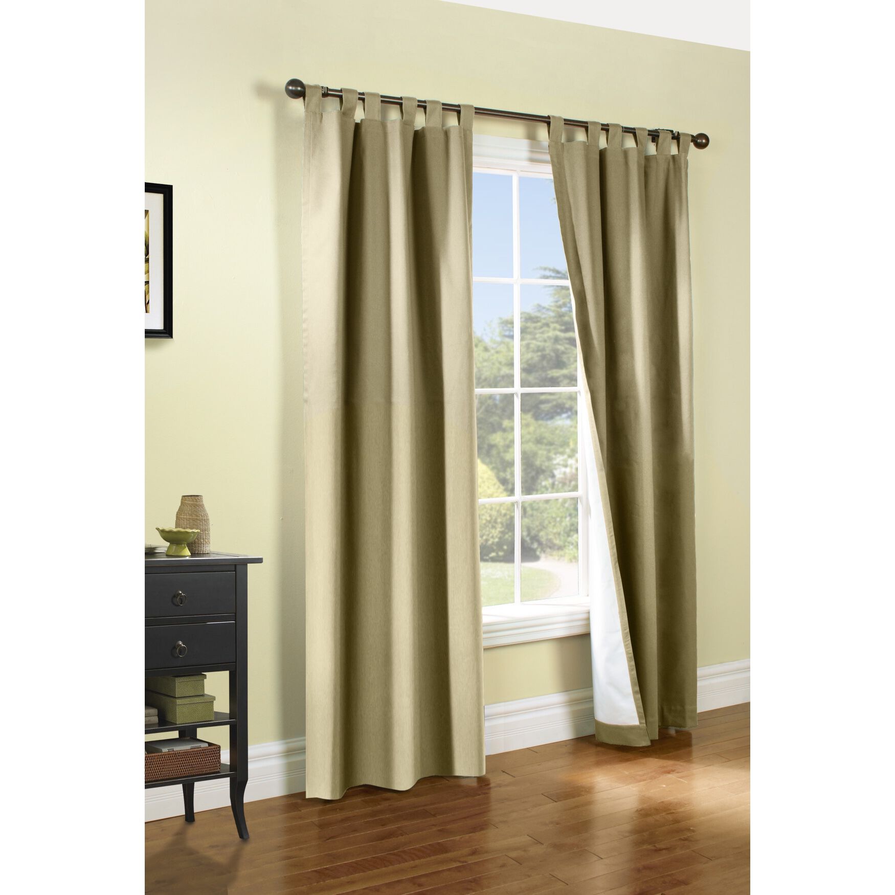 Weathermate Room Darkening Tab Top Curtain Panel Pair, KHAKI, hi-res image number 0