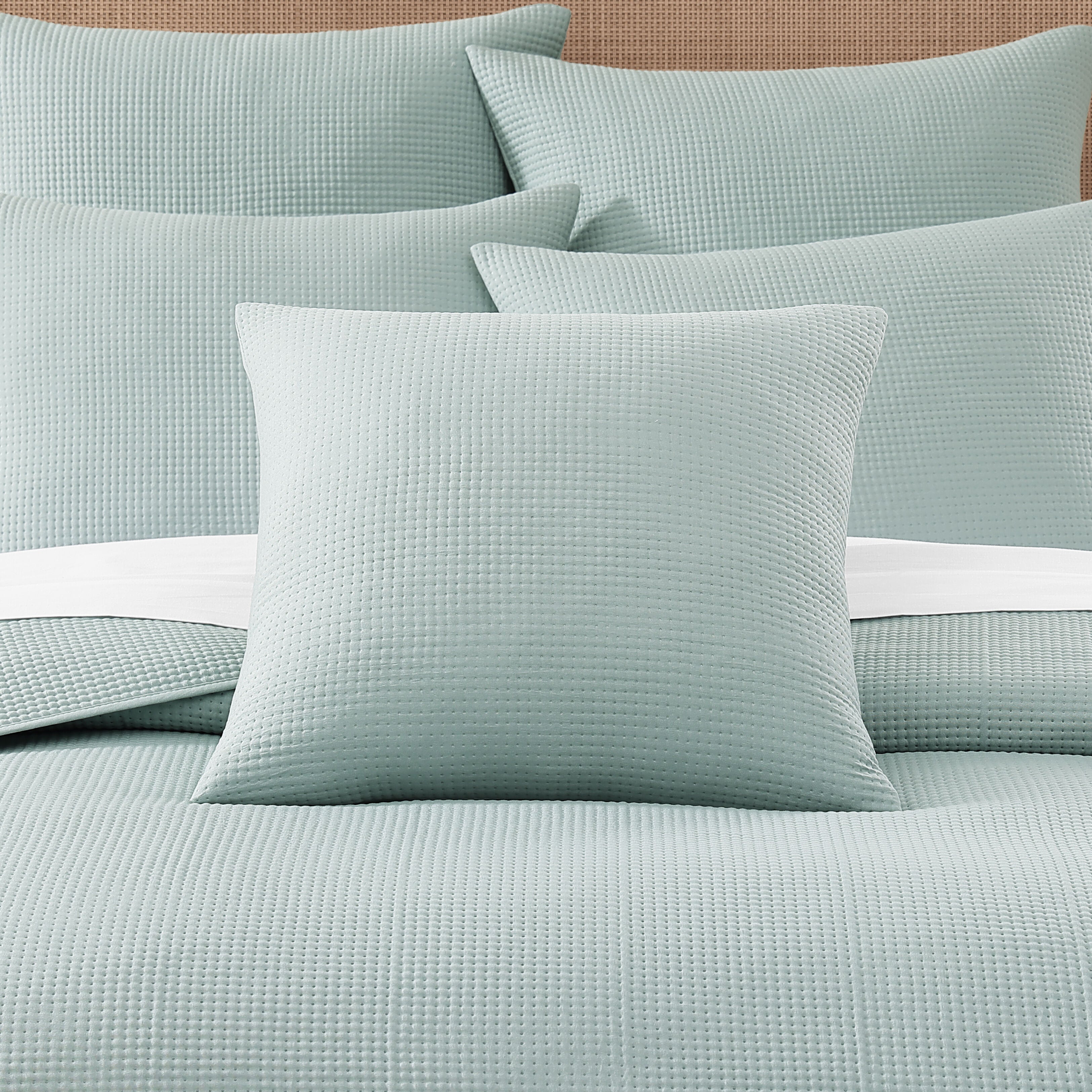 STILLWATER 20 inches SQUARE QUILTED DECORATIVE THROW PILLOW, AQUA, hi-res image number 0