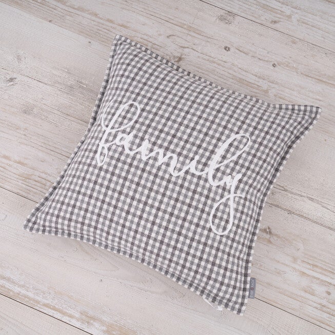 Brenner Plaid Family Sentiment Square Pillow, , alternate image number null