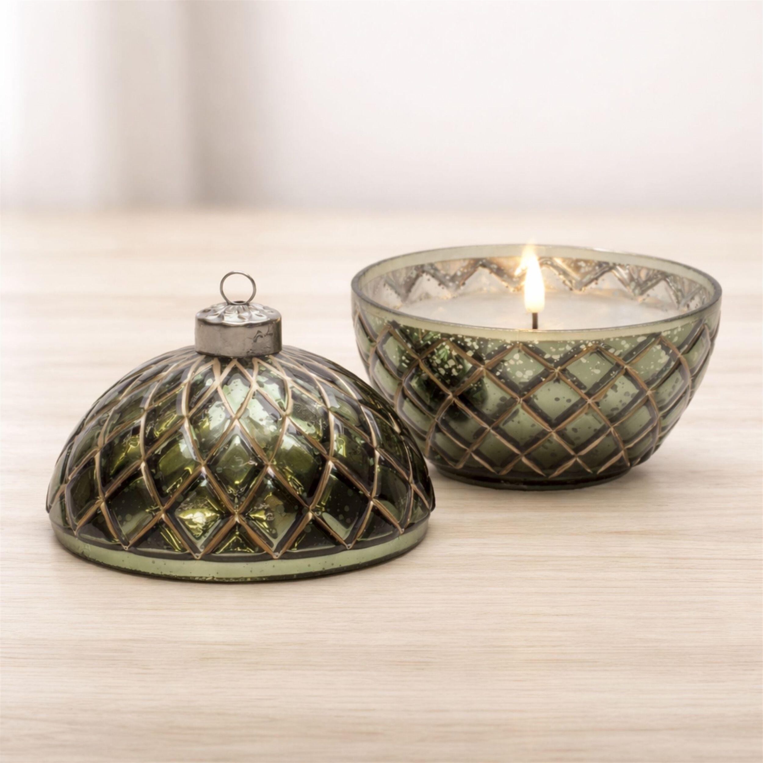 LED Candle Ornament 5.75 inchesD, GREEN GOLD, alternate image number 1