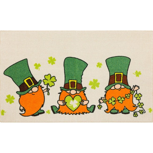 Leprechaun Clover Green Kitchen Rug, GREEN, hi-res image number 0