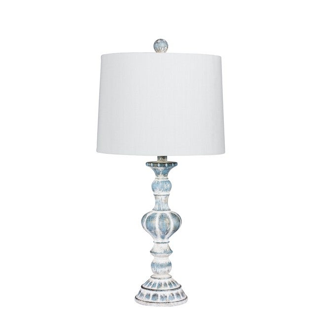 26.5 inches Cottage Antique Blue Resin Table Lamp, , on-hover image number null