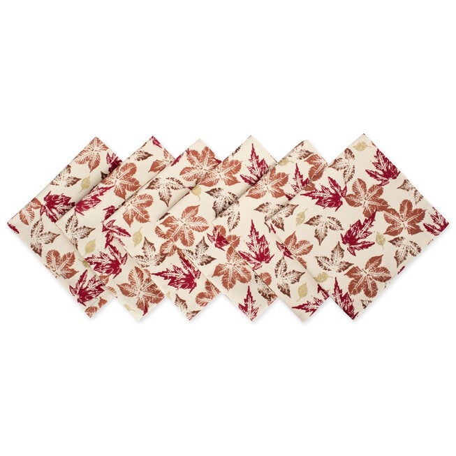 Rustic Leaves Napkin, Set of 6, TAN, hi-res image number null