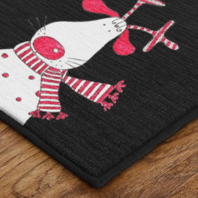 Christmas Friends Black Kitchen Rug, , on-hover image number null