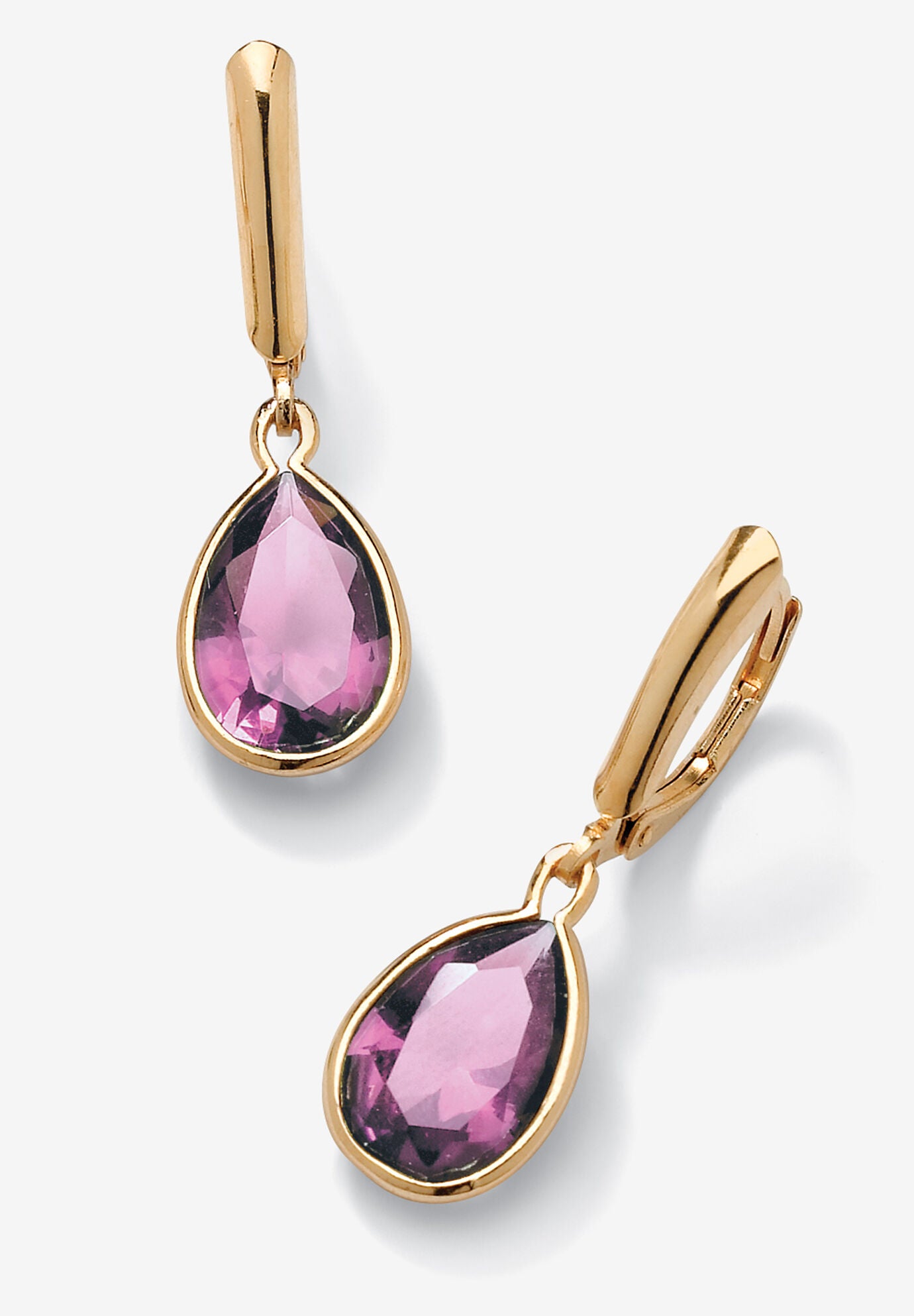 Gold over Sterling Silver Drop EarringsPear Cut Simulated Birthstones, JUNE, hi-res image number 0