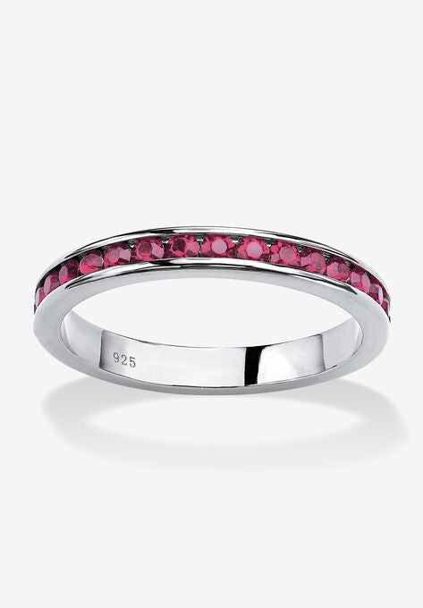 Sterling Silver Simulated Birthstone Stackable Eternity Ring, OCTOBER, hi-res image number null