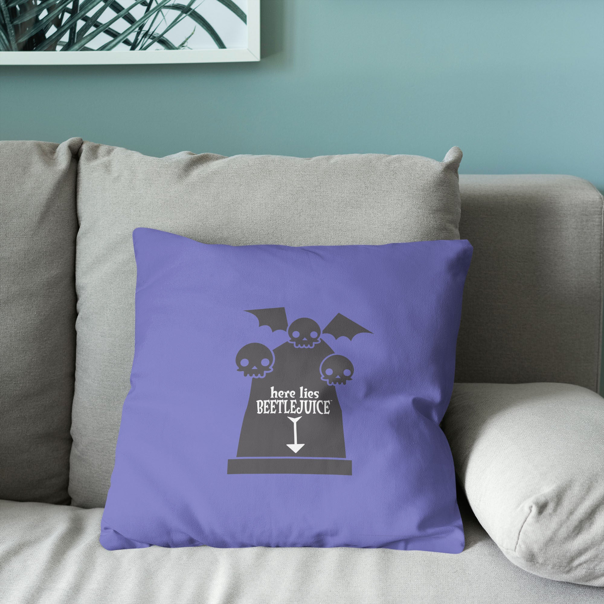 Warner Bros. Beetlejuice Here Lies Beetlejuice Throw Pillow 18X18 Inches, PURPLE, alternate image number 3