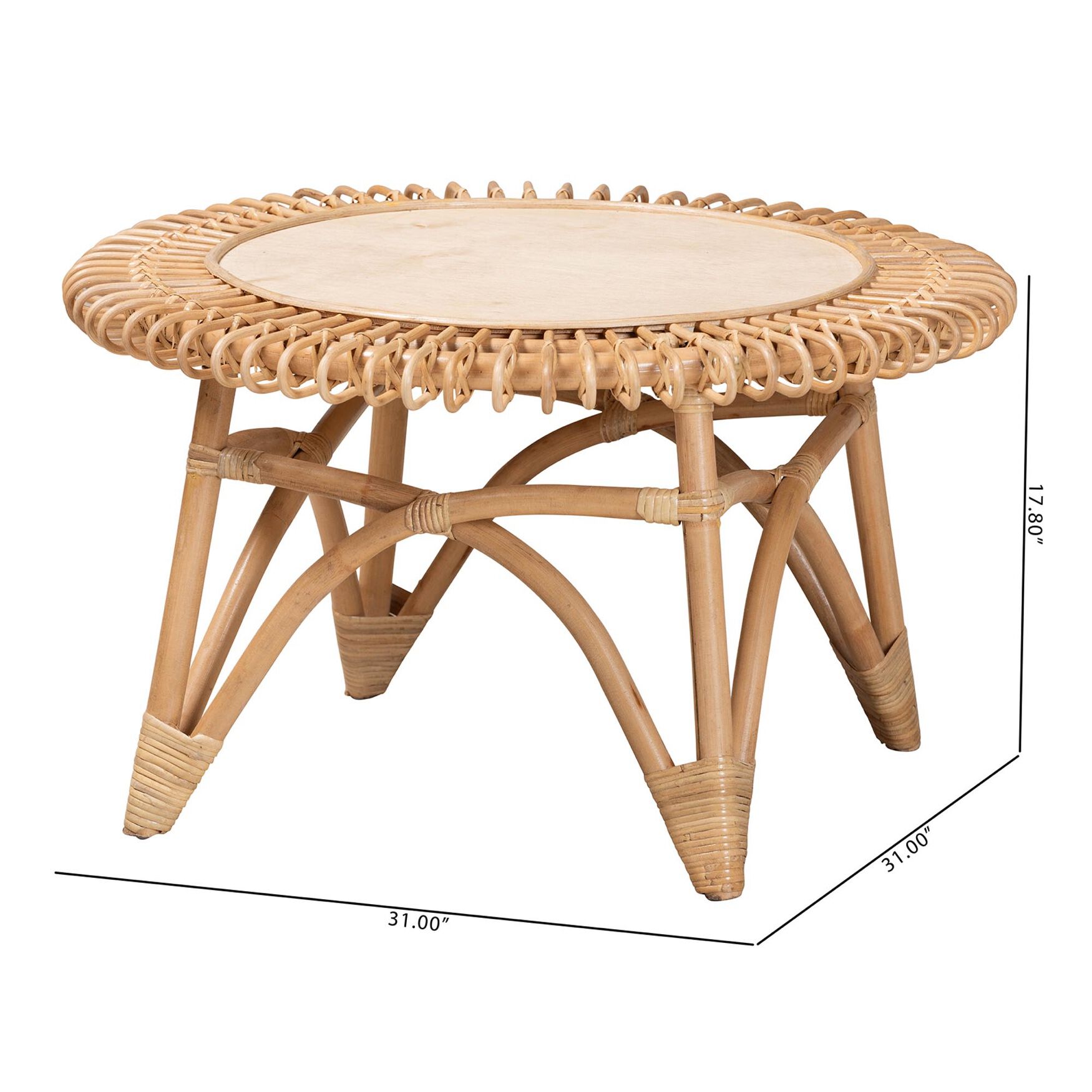 Elani Modern Bohemian Natural Rattan Coffee Table, , alternate image number 7