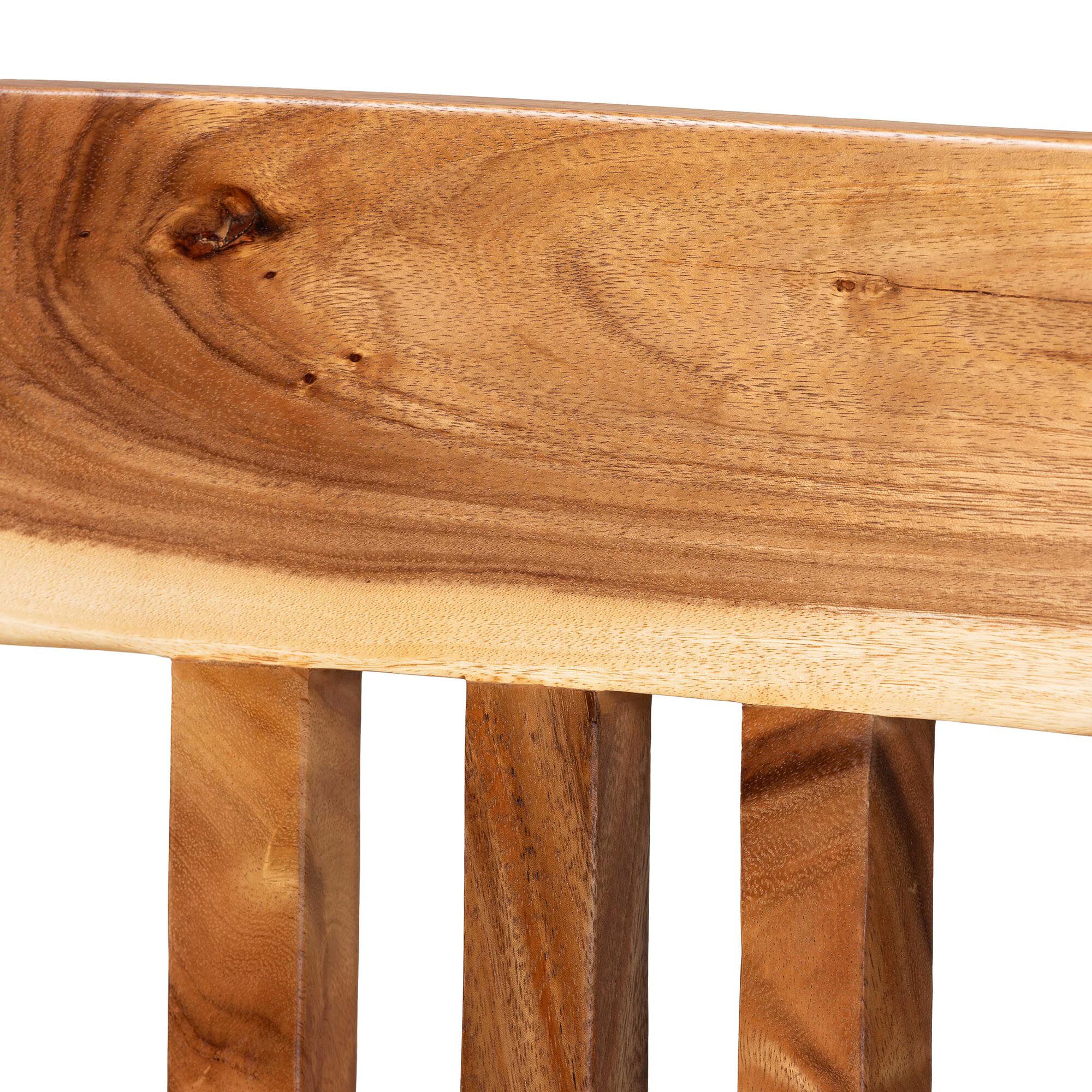 Luli Suar Wood Bar Stool - Handcrafted Solid Wood Stool with Backrest, BROWN, alternate image number 5