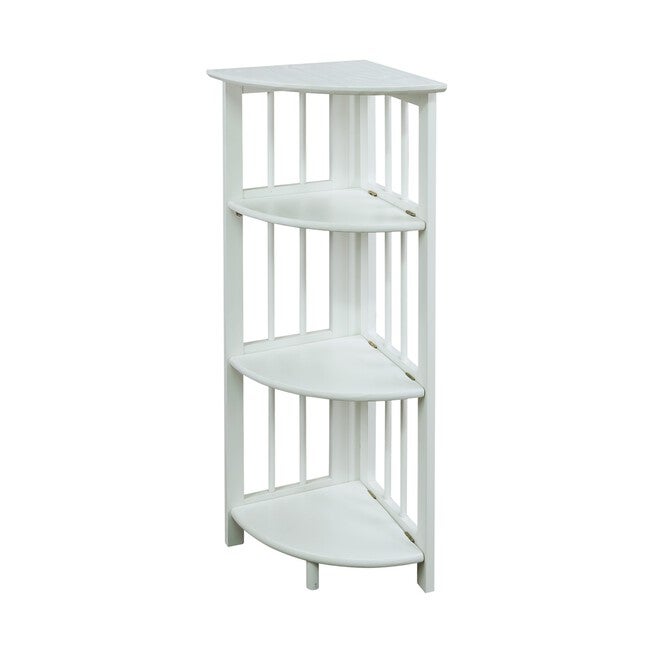 4-Shelf Corner Folding Bookcase-White, , alternate image number null
