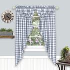 Buffalo Check Gathered Swag Window Curtain Pair, GREY, hi-res image number null