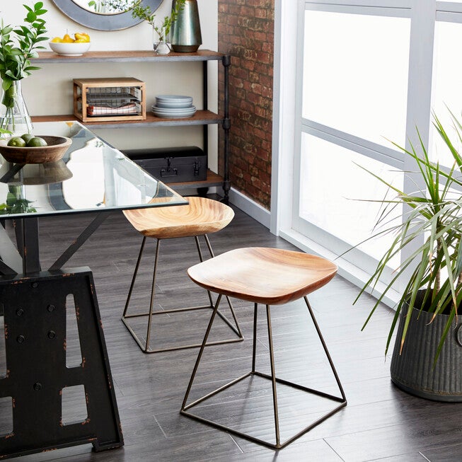 Brown Iron Rustic Stool, , alternate image number null