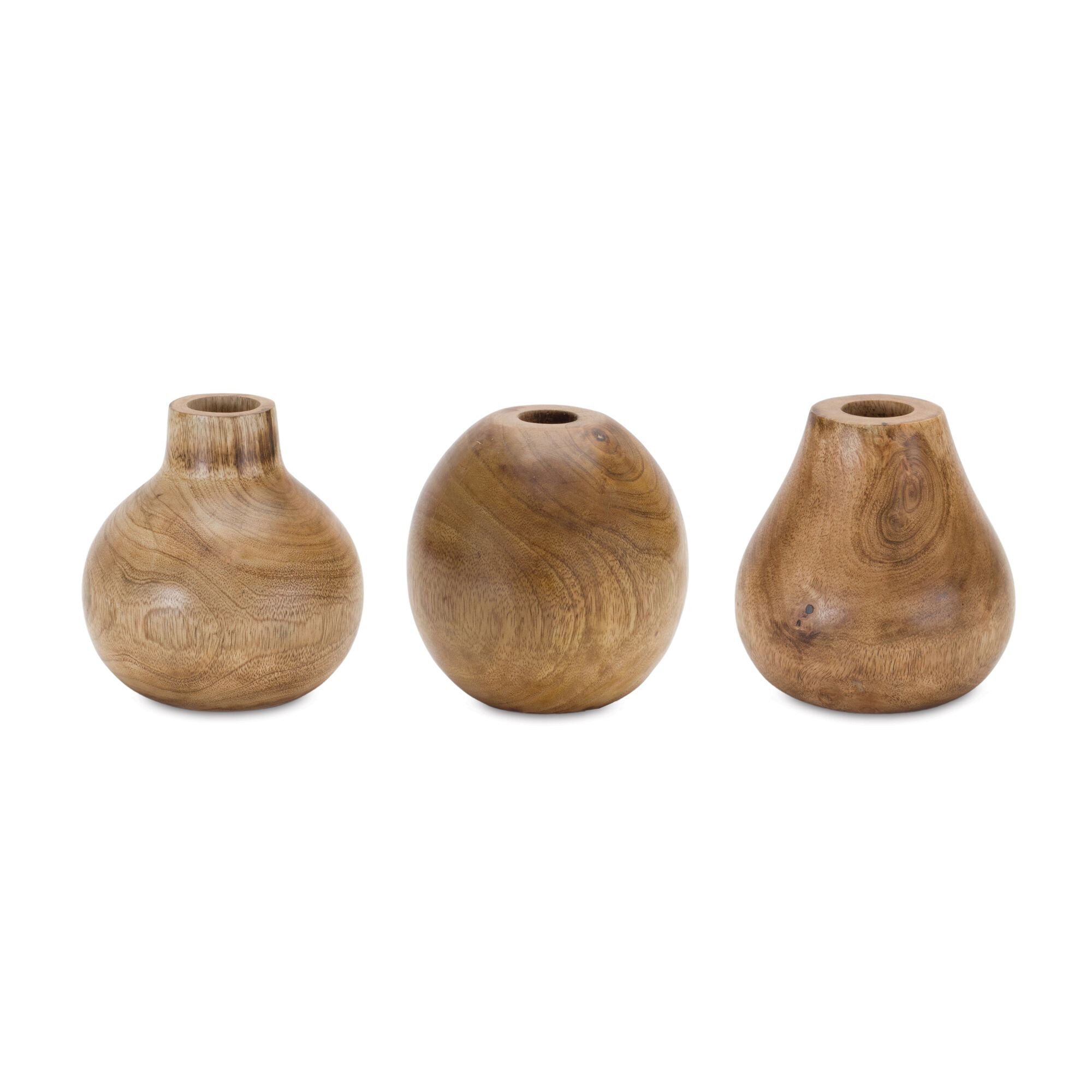 Natural Wood Bud Vase (Set of 3), BROWN, hi-res image number 0