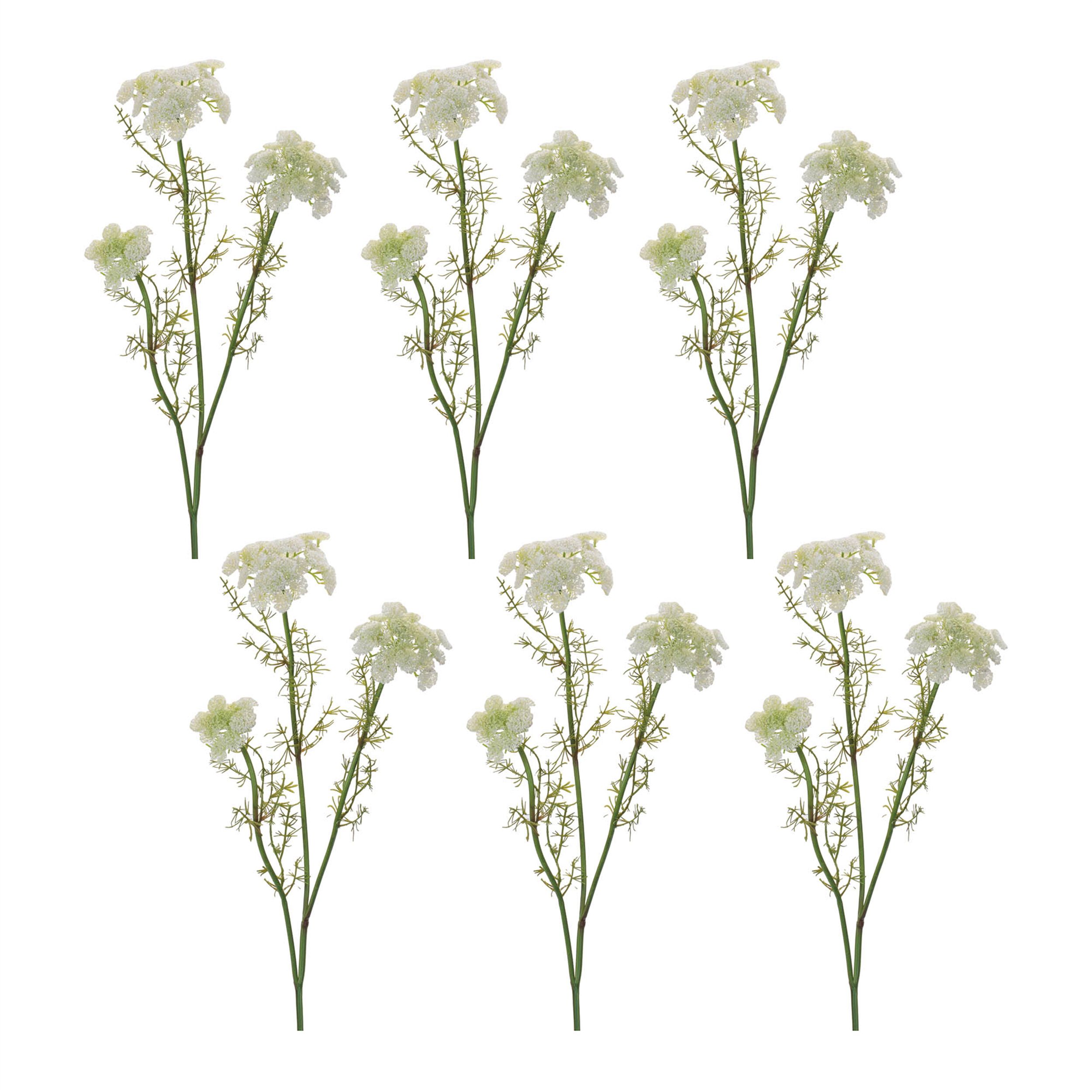 Queen Anne's Lace Floral Spray Set of 6, WHITE GREEN, alternate image number 2