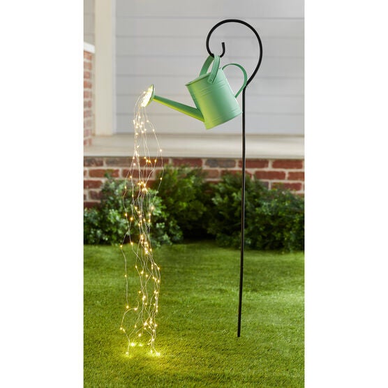 Pre-Lit Waterfall Bucket Garden Stake, TEAL, hi-res image number null