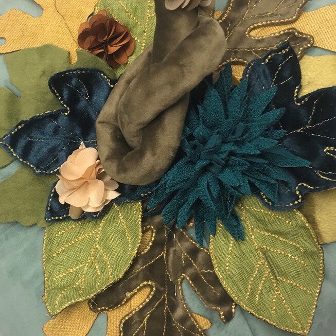 Harvest Velvet Pumpkin with Embroidered Leaves , , alternate image number 5