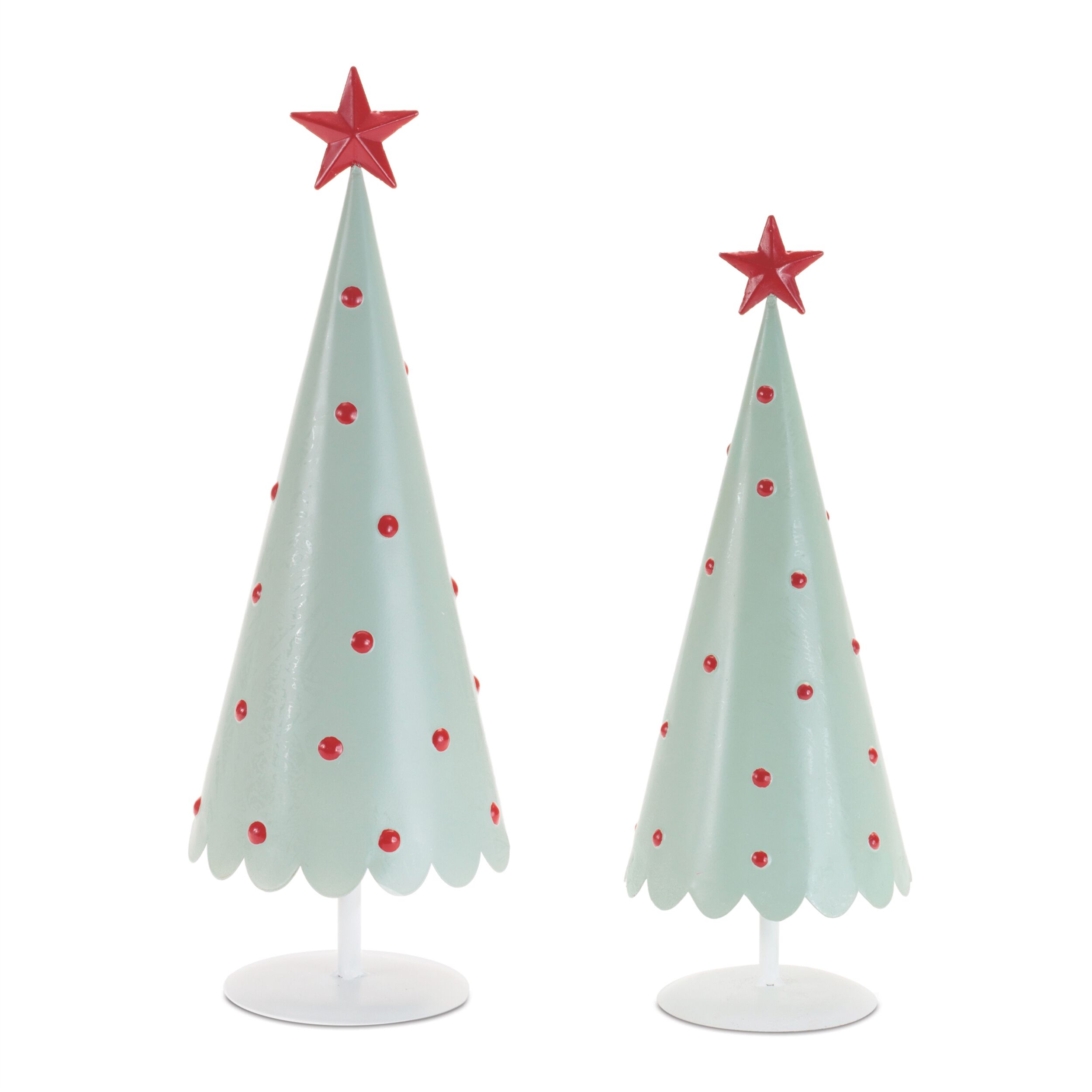 Metal Christmas Tree with Red Star (Set of 2), MINT RED, alternate image number 1