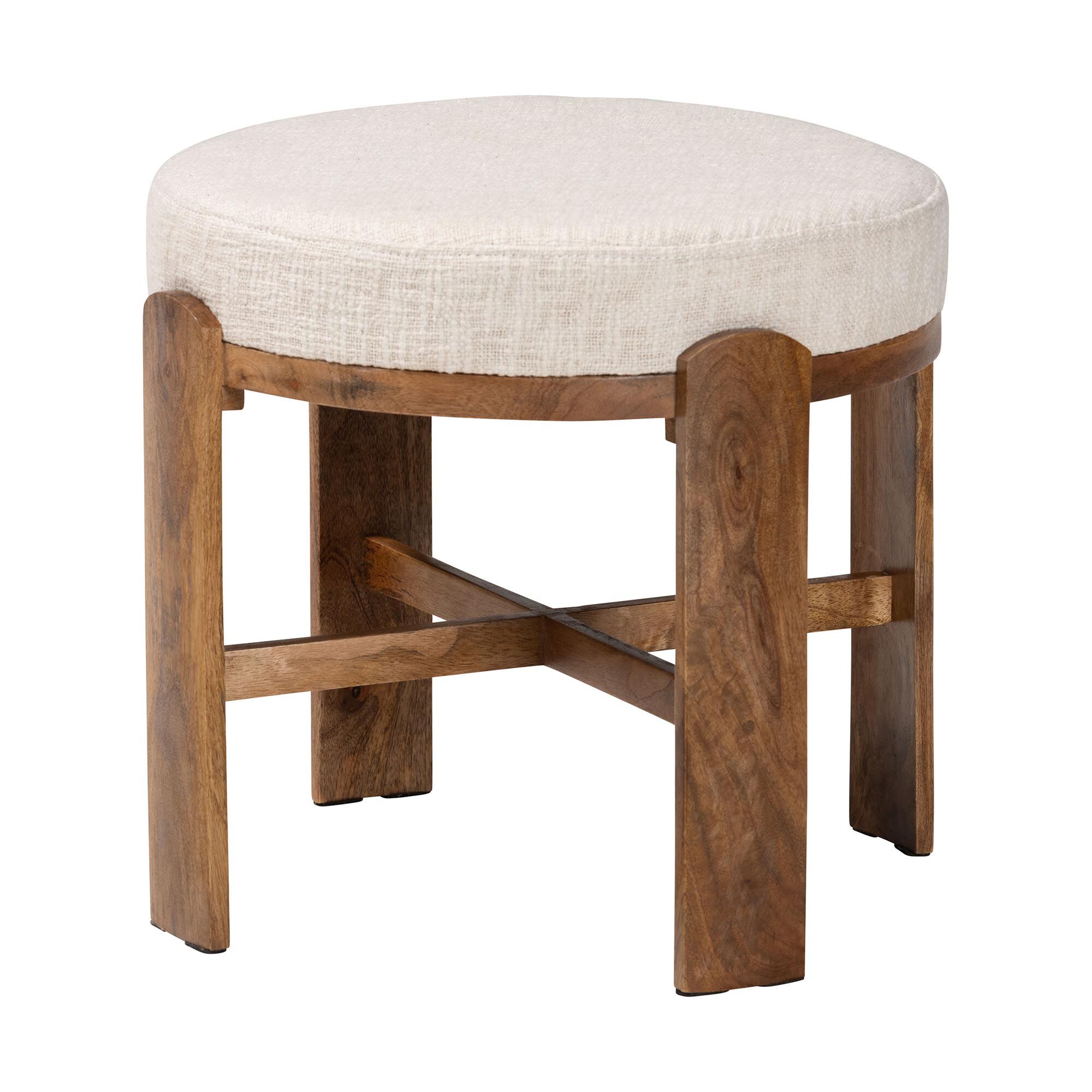 Whitfield Round Fabric Ottoman Stool, IVORY, alternate image number 1