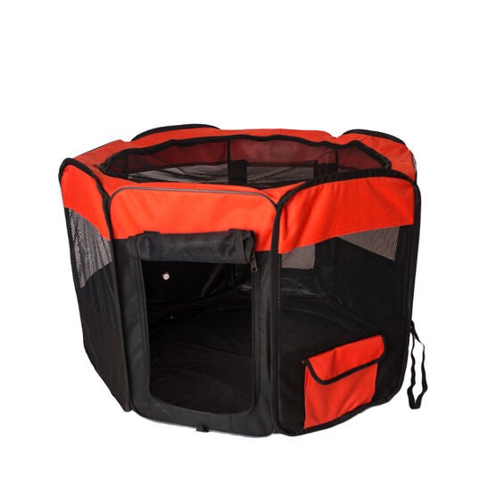 Portable Pet Dog Kitten Playpen In Black And Red Combo, , alternate image number null