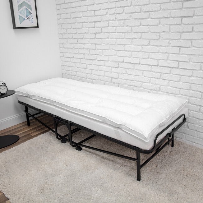 SensorPEDIC 2-Inch Down Alternative Fiber Cot Bed Topper with 100% Cotton Cover, WHITE, hi-res image number null