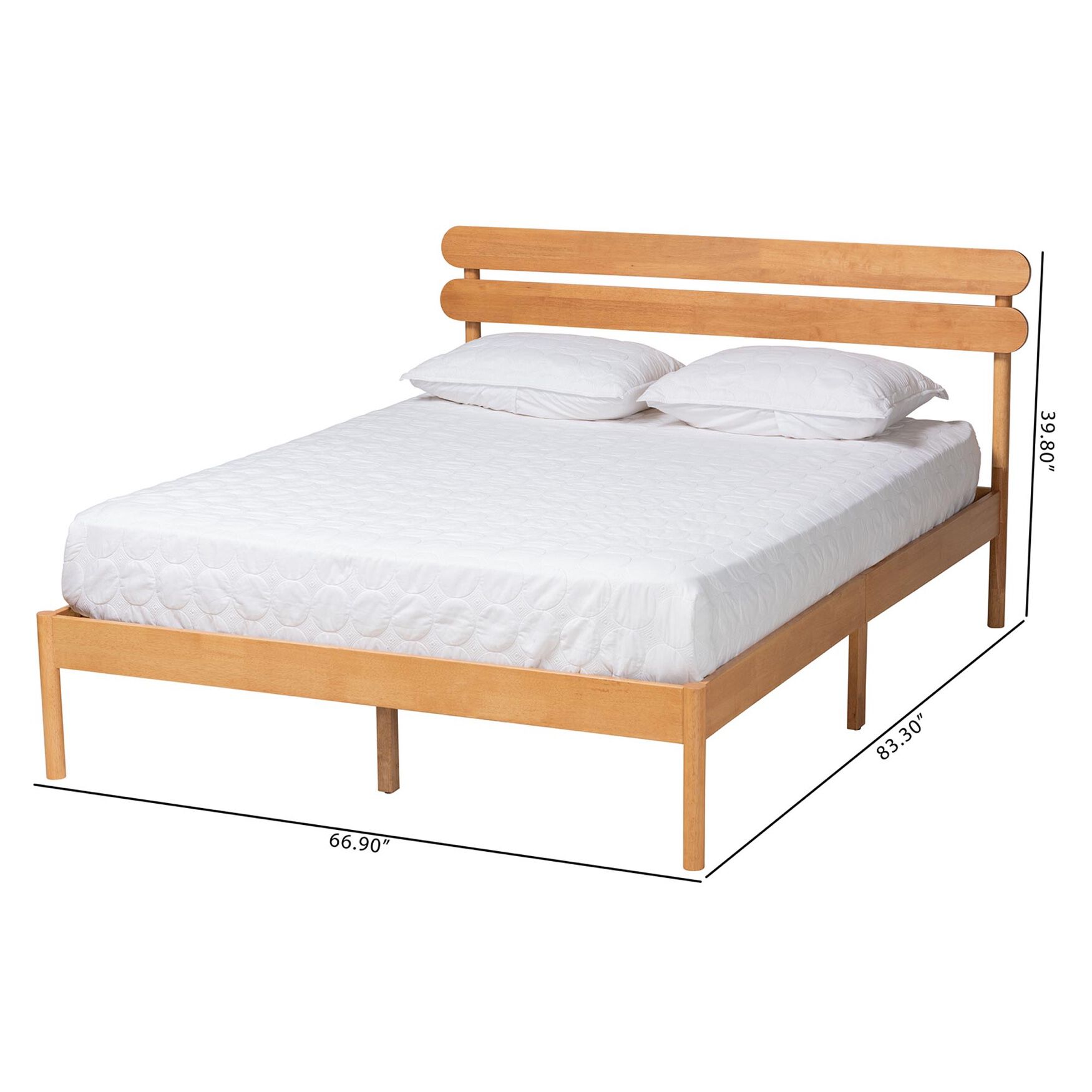 Quincia Japandi Sandy Brown Finished Wood Queen Size Platform Bed, , alternate image number 8