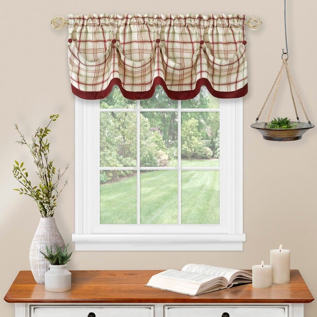 Tattersall Tuck Valance with Buttons - 58x14, , alternate image number 2