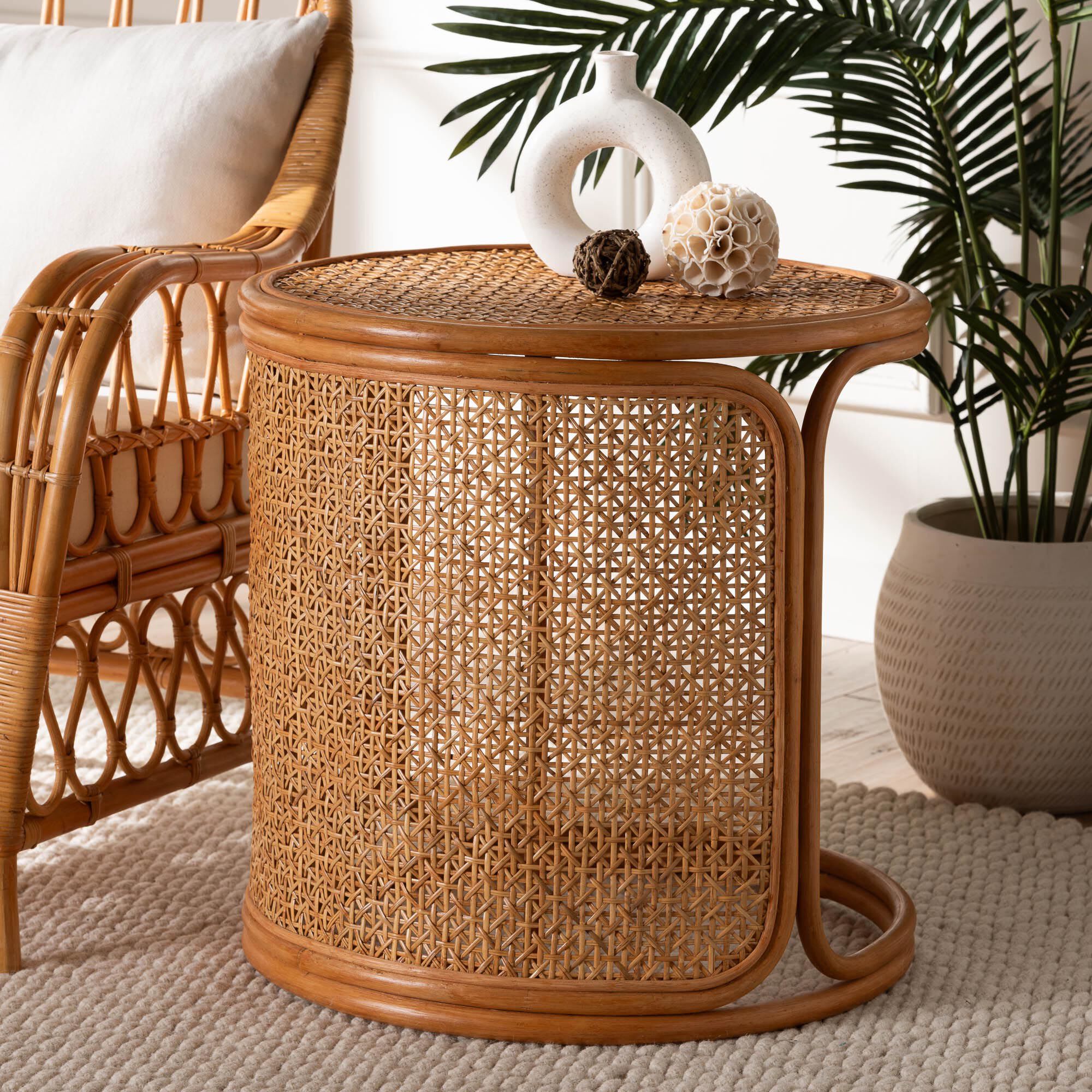 Eldon Bohemian Honey Rattan Large End Table, HONEY, hi-res image number 0