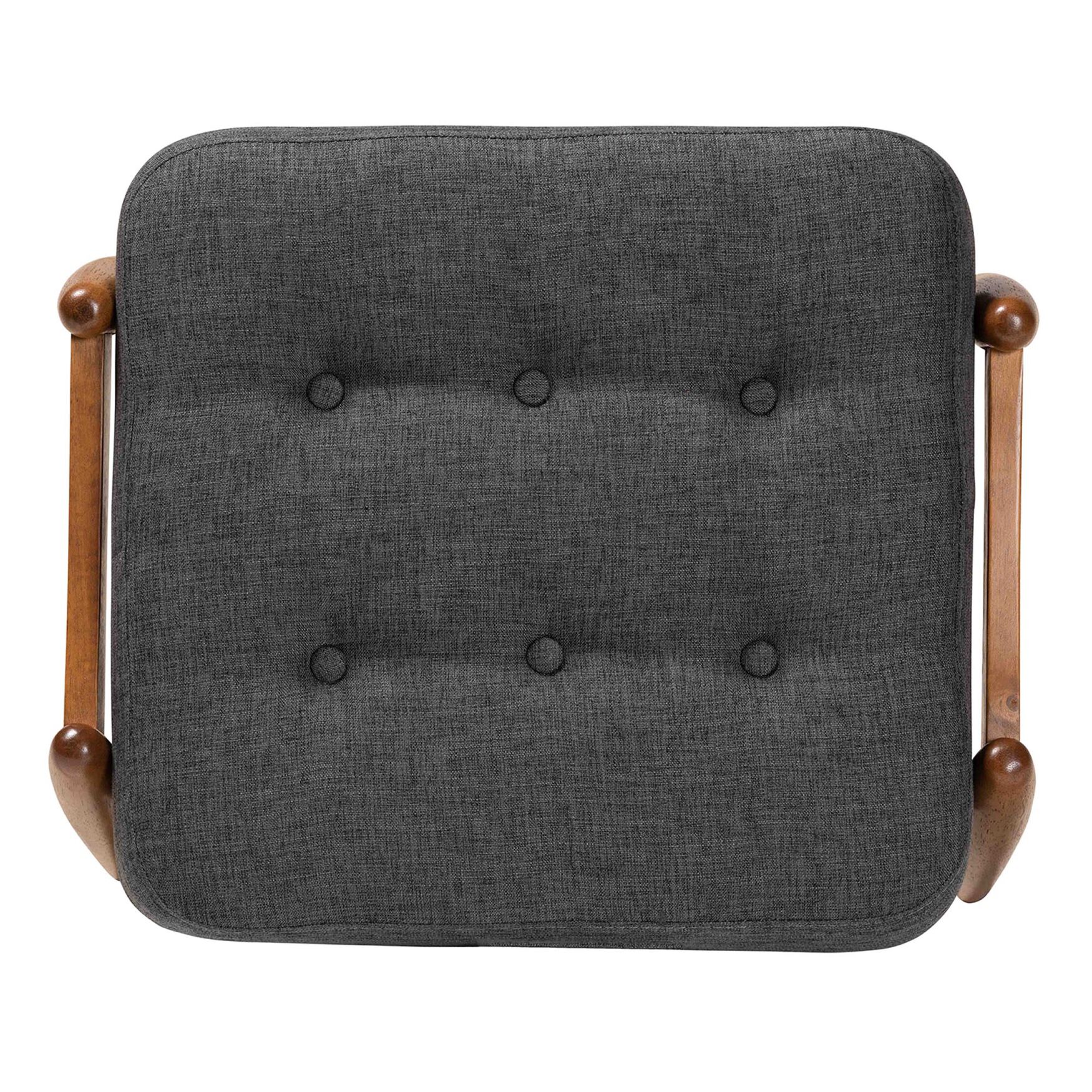 Jeanine Japandi Dark Grey Fabric And Walnut Brown Finished Wood Ottoman Footstool, , alternate image number 9