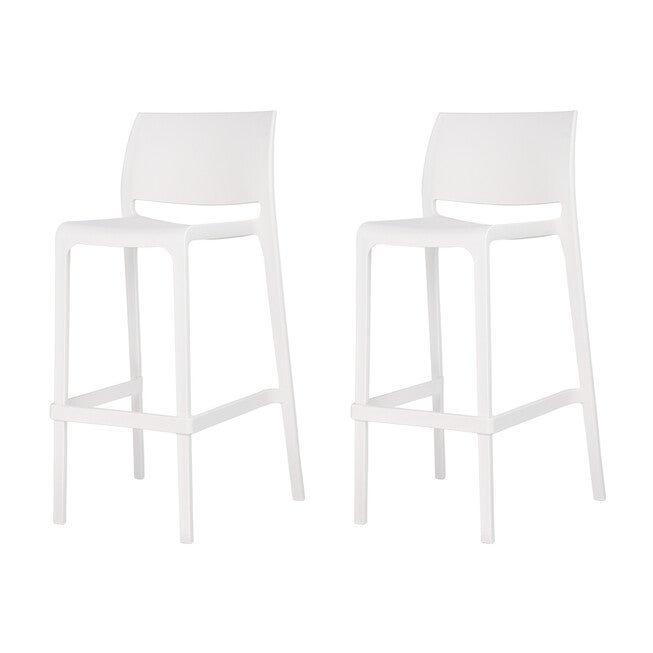 Set of 2 Sensilla Outdoor Stackable Bar Stools, WHITE, on-hover image number 1