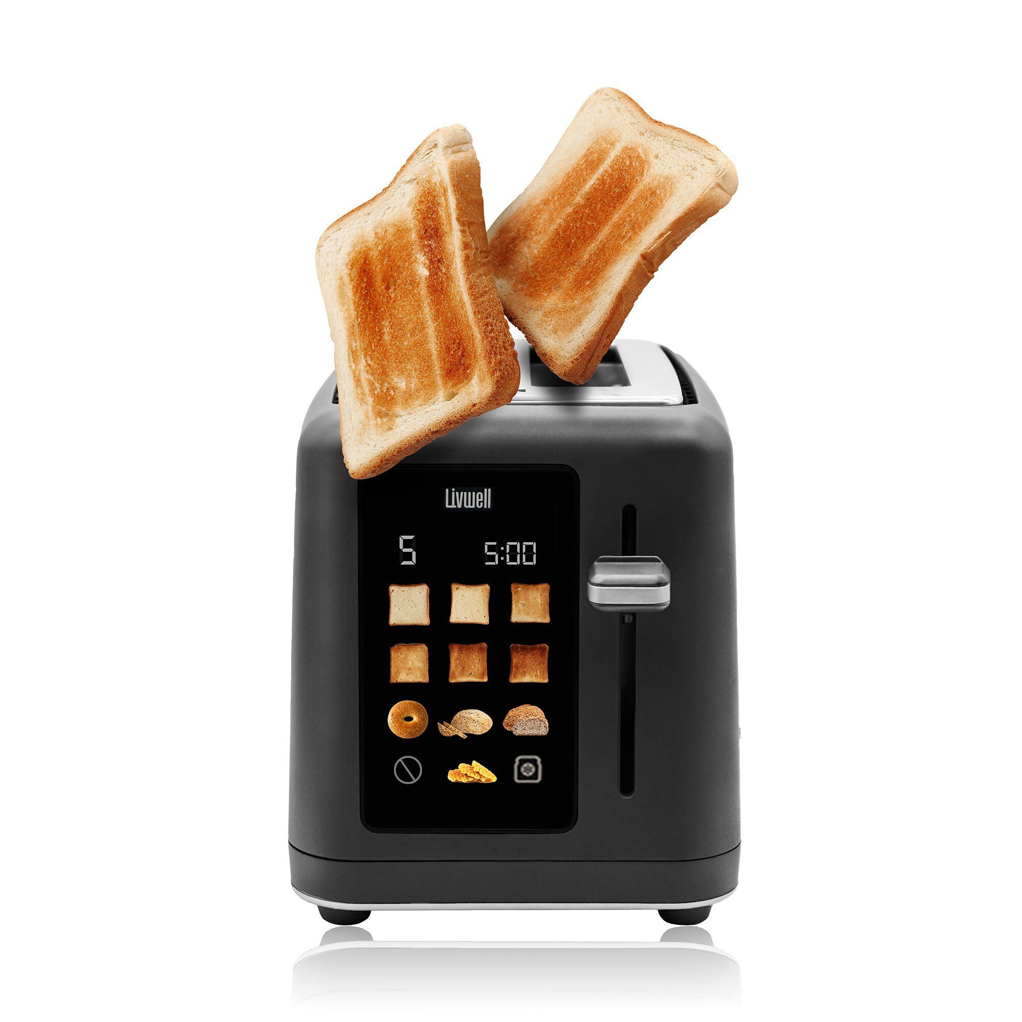 Livwell Matte Black 2-Slice Smart Touch Toaster, MATTE BLACK, alternate image number 2