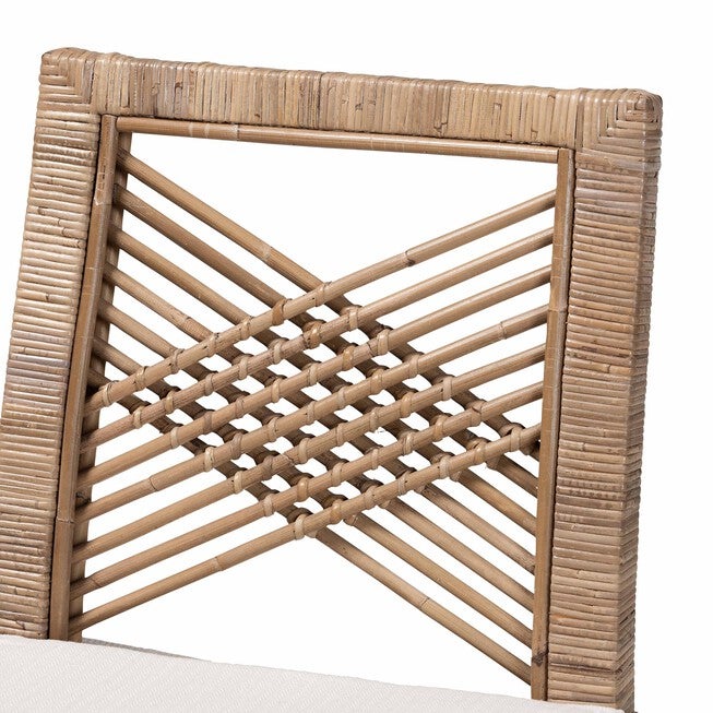 Poltak Modern Bohemian Grey Natural Kubu Rattan And Mahogany Wood Counter Stool, , alternate image number null
