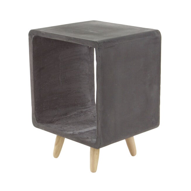 Black Fiber Clay Industrial Outdoor Accent Table, BLACK, hi-res image number null