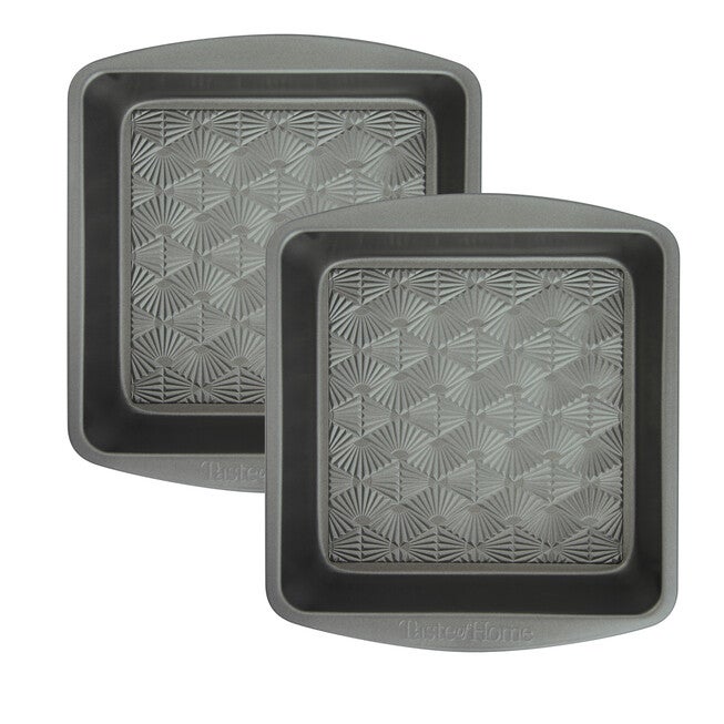 Set 2 8 Inch Non Stick Metal Square Baking Pan, ASH GREY, hi-res image number null