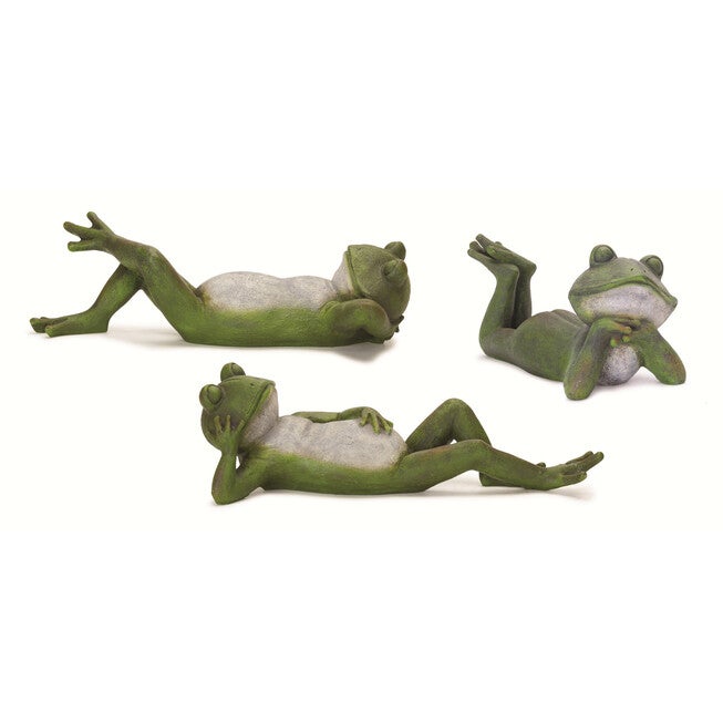 Lounging Garden Frog Figurine (Set Of 3), BROWN, hi-res image number null
