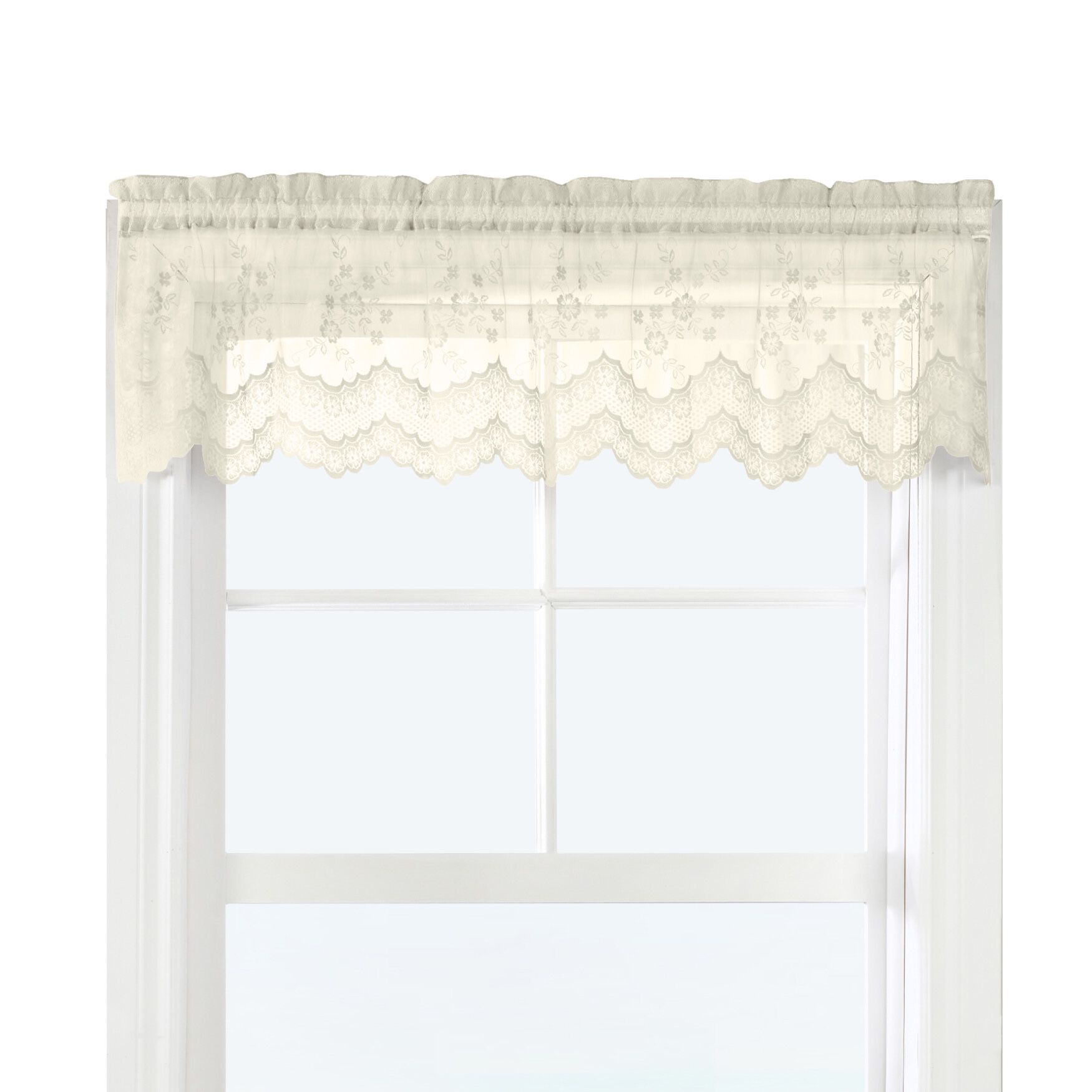 Mona Lisa Sheer Rod Pocket Flat Valance, , on-hover image number 1
